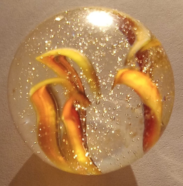 Old Vitro Hybrid Caged Cats Eye Catseye 6 Ribbon Vein Shooter Marble .87 AMAZING