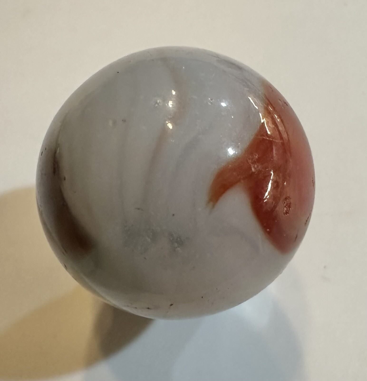 Vintage Vitro Shooter Red Purple White translucent Marble. 15.5/16″ (2J)
