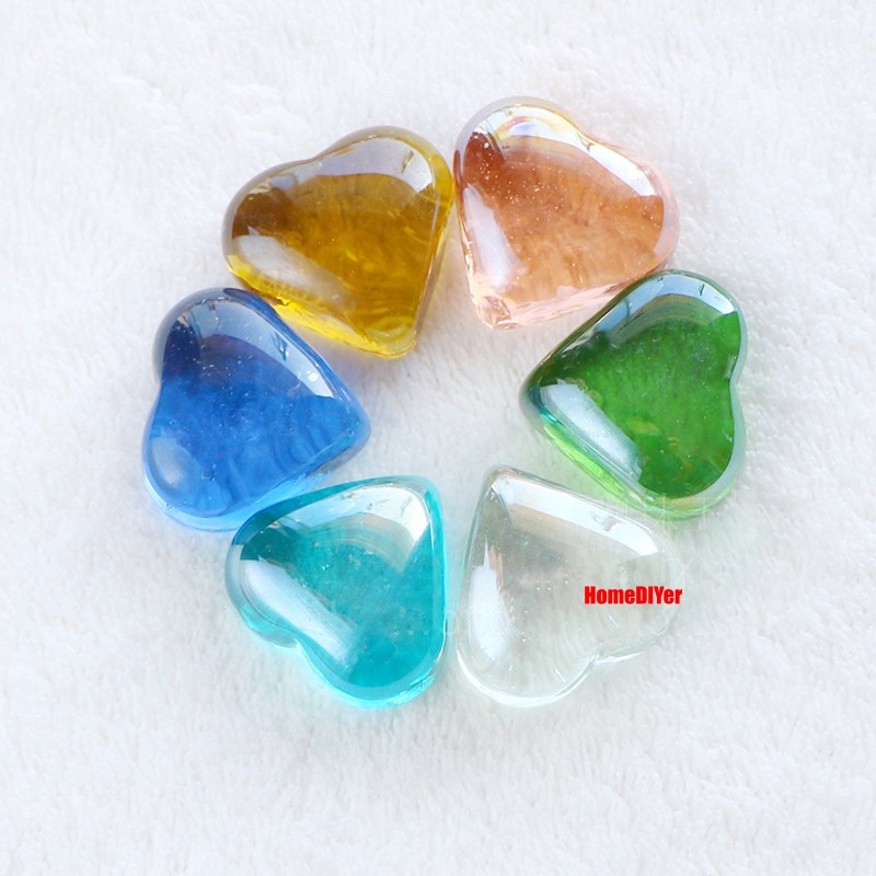 Colour Glass Heart Shape Marbles Beads Fish Tanks Vase Wedding Favour Decoration