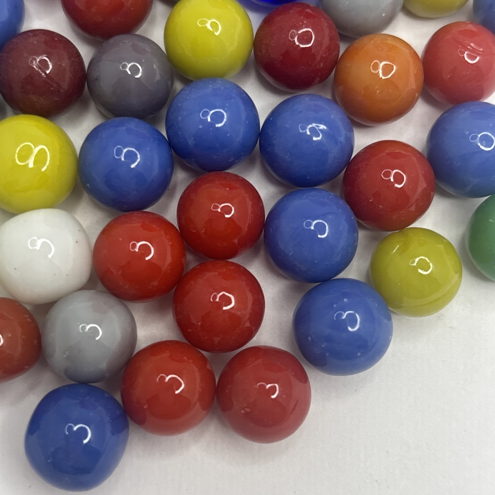 Vintage Bright Color Glass Marbles Lot of 50 Peewee Size MM Some Imperfections