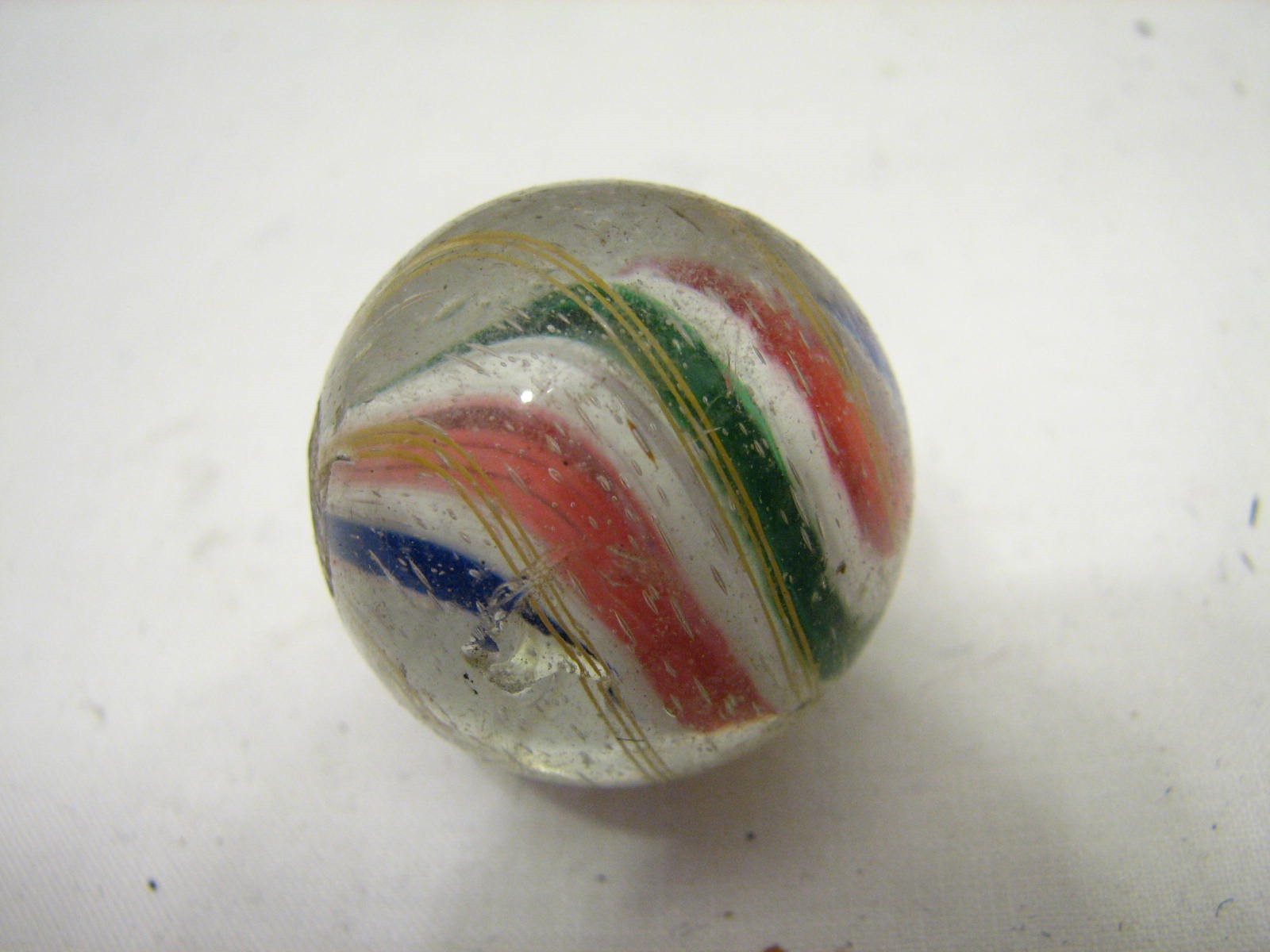 3 Lg Vintage Rainbow Latticino Caged Swirl Marble Blue Pink Green Yellow Shooter