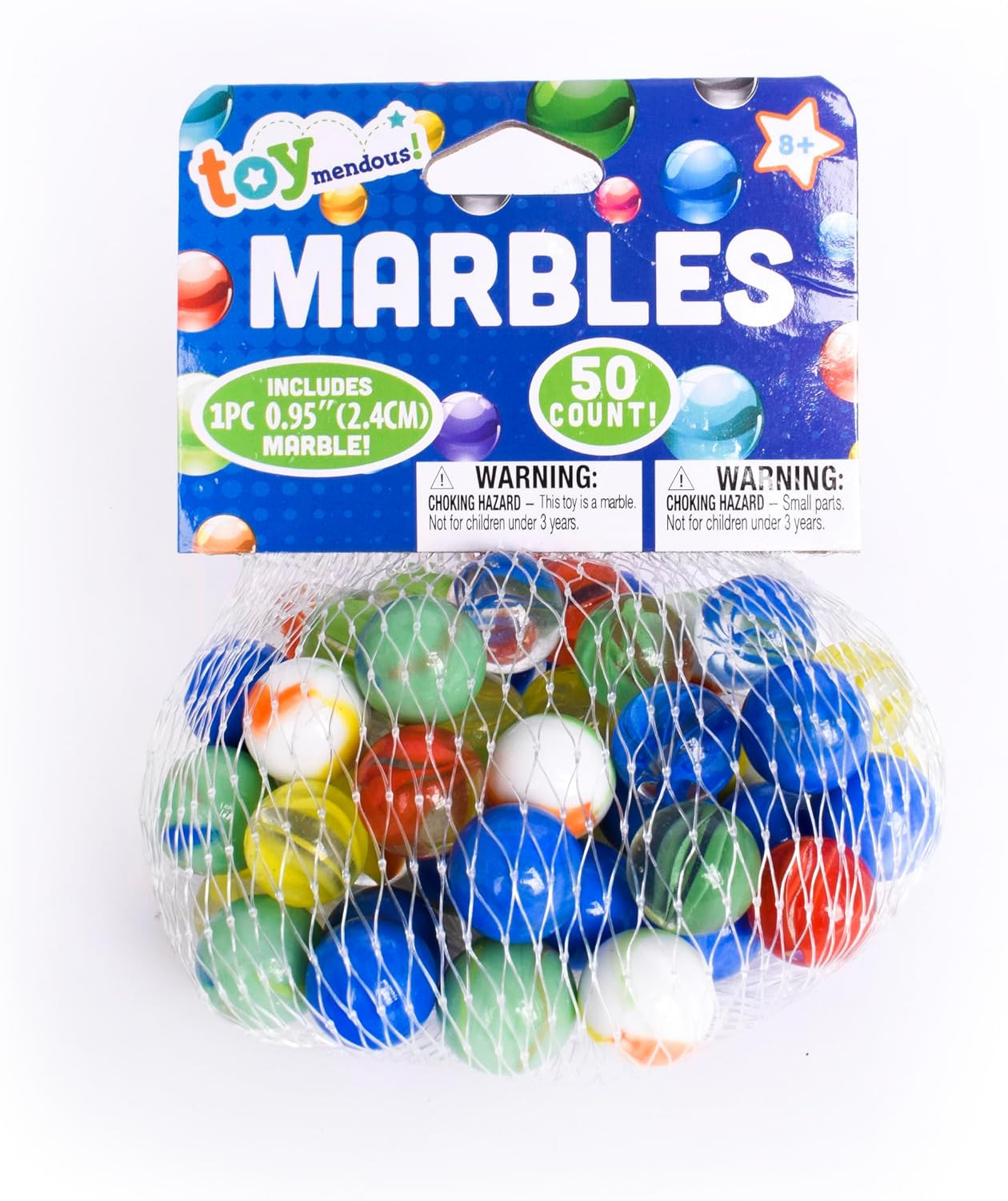 TOYMENDOUS 50 Piece Marbles – Colorful Glass Marble for Kids Games | 49 Player M