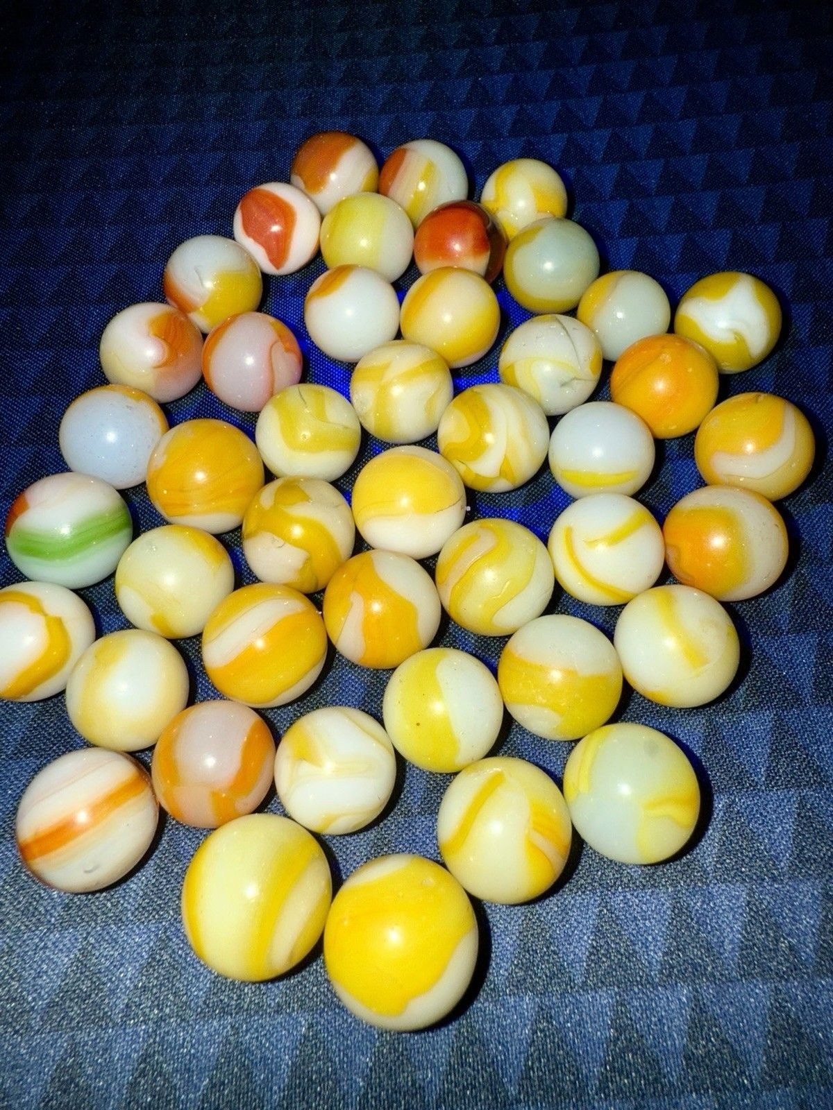 VTG Akro Agate Alley Peltier Rainbow Yellow Glass Marbles Lot of 44
