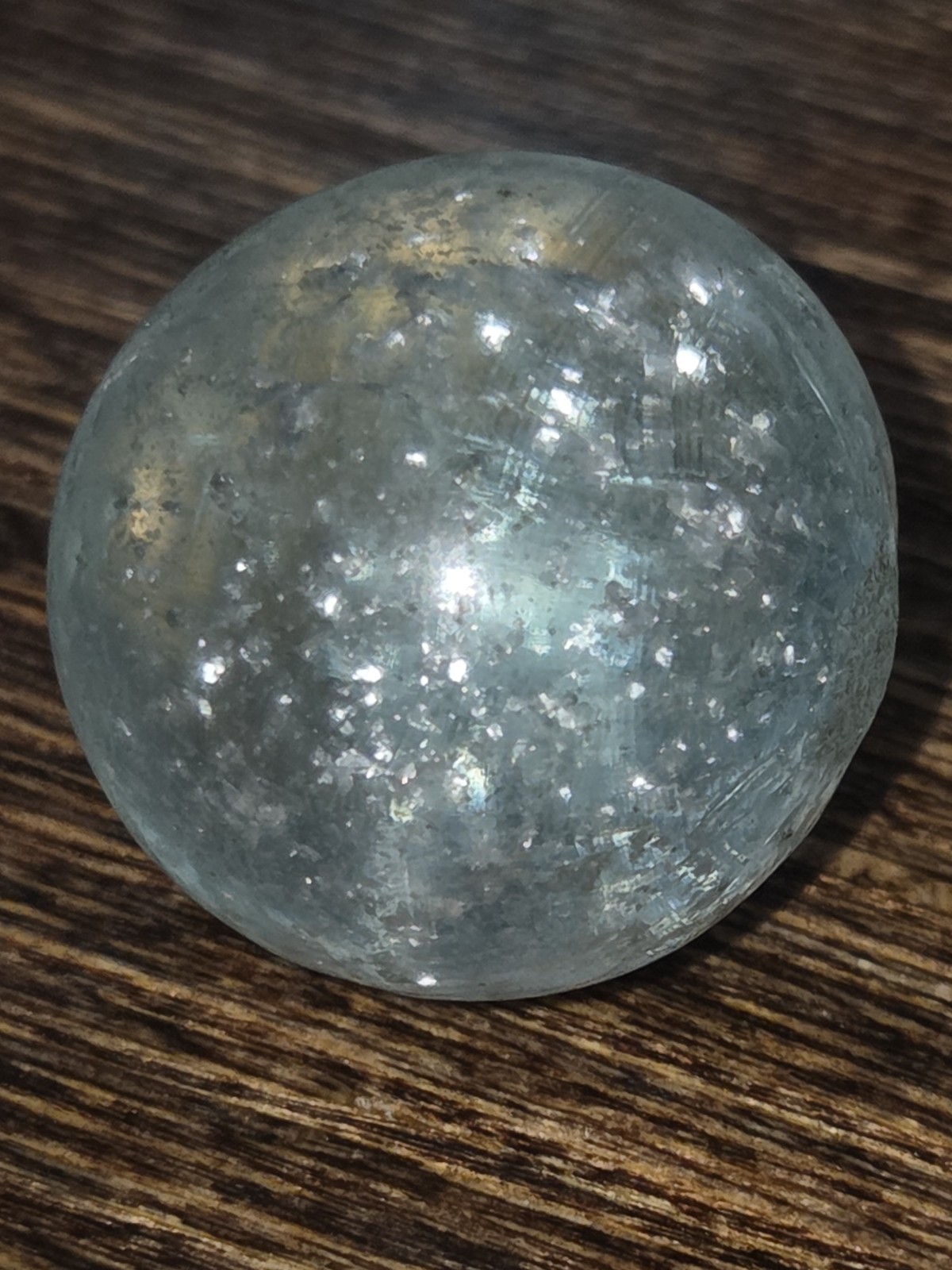 .91″ Vintage German Handmade Mica Marble Clear
