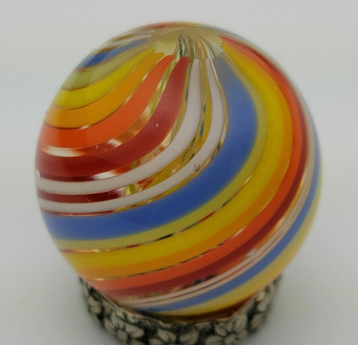 Handmade Contemporary Art Glass Rainbow Shooter Marble 1.17″ Diameter Jody Fine?
