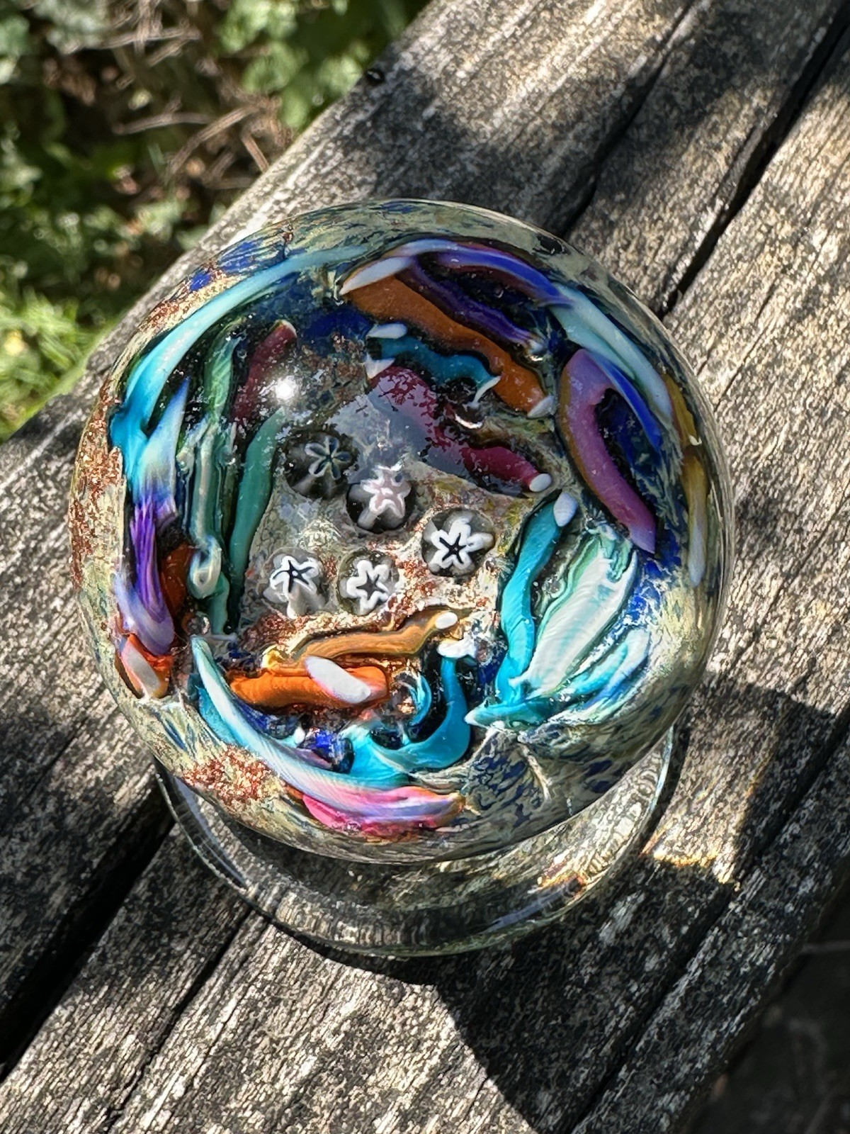 Doug Sweet 1.8″ Millefiori Undersea Lampwork Contemporary Art Glass Marble