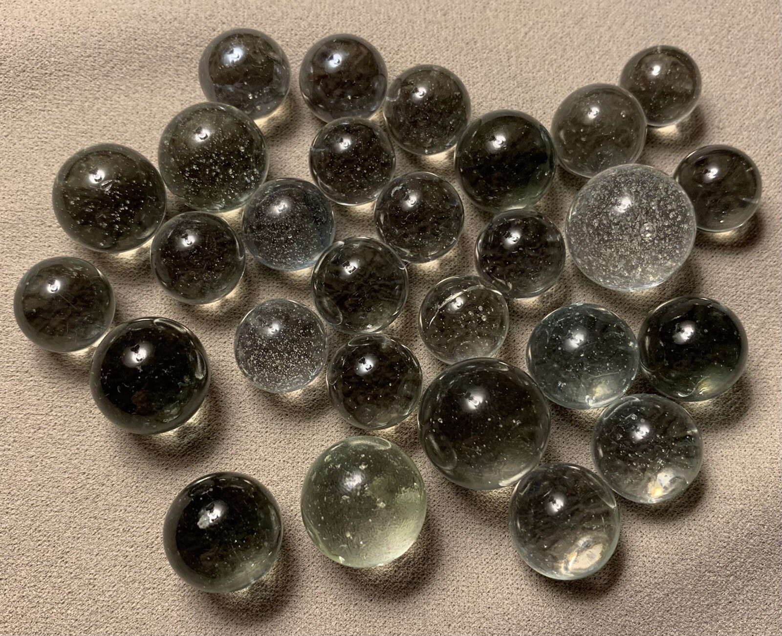 Vtg Clear Ice Glass Toy Marble 28pc Job Lot With Bubbles 0.529” 0.620” 0.761”