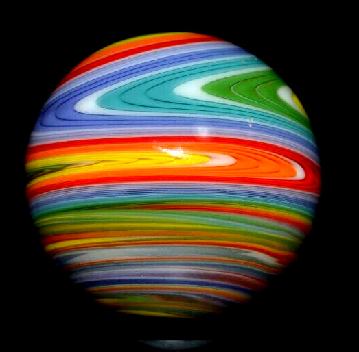 JAY SLACK GLASS MARBLE/1.462″-CITRUS WIG-WAG TWIST-LAVENDER,CHERRY,TEAL,ORANGE+