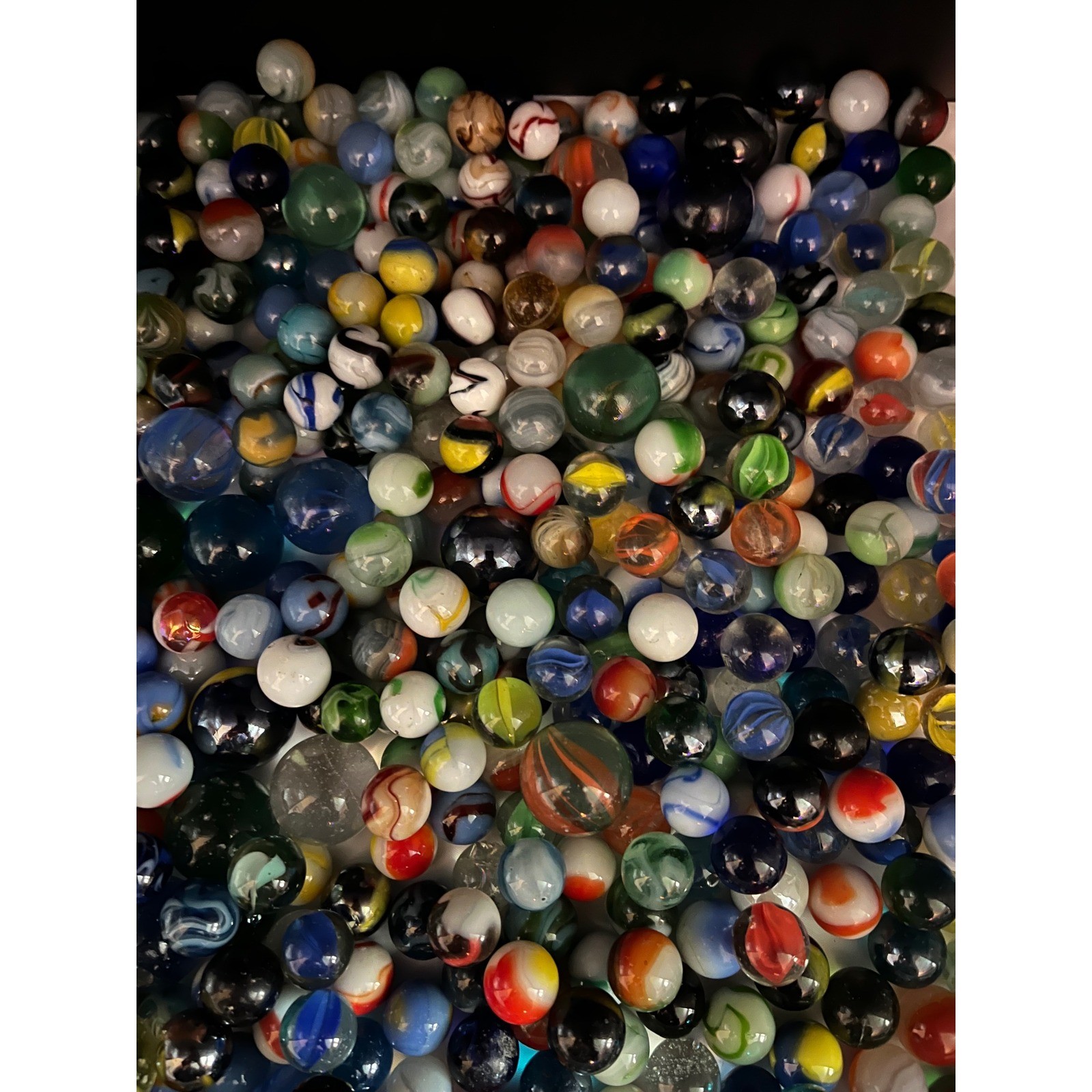 VTG Mystery Marbles Lot Glass Collection Various Styles 1 shooter and 30 smalls