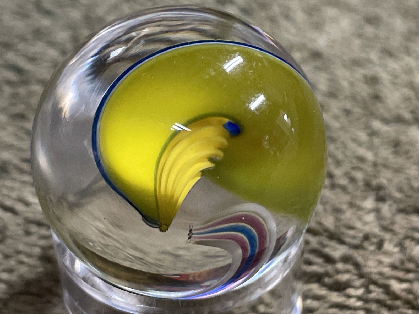 Handmade Contemporary Glass Art Marble 1.1” Spiral Dichroic Swirl