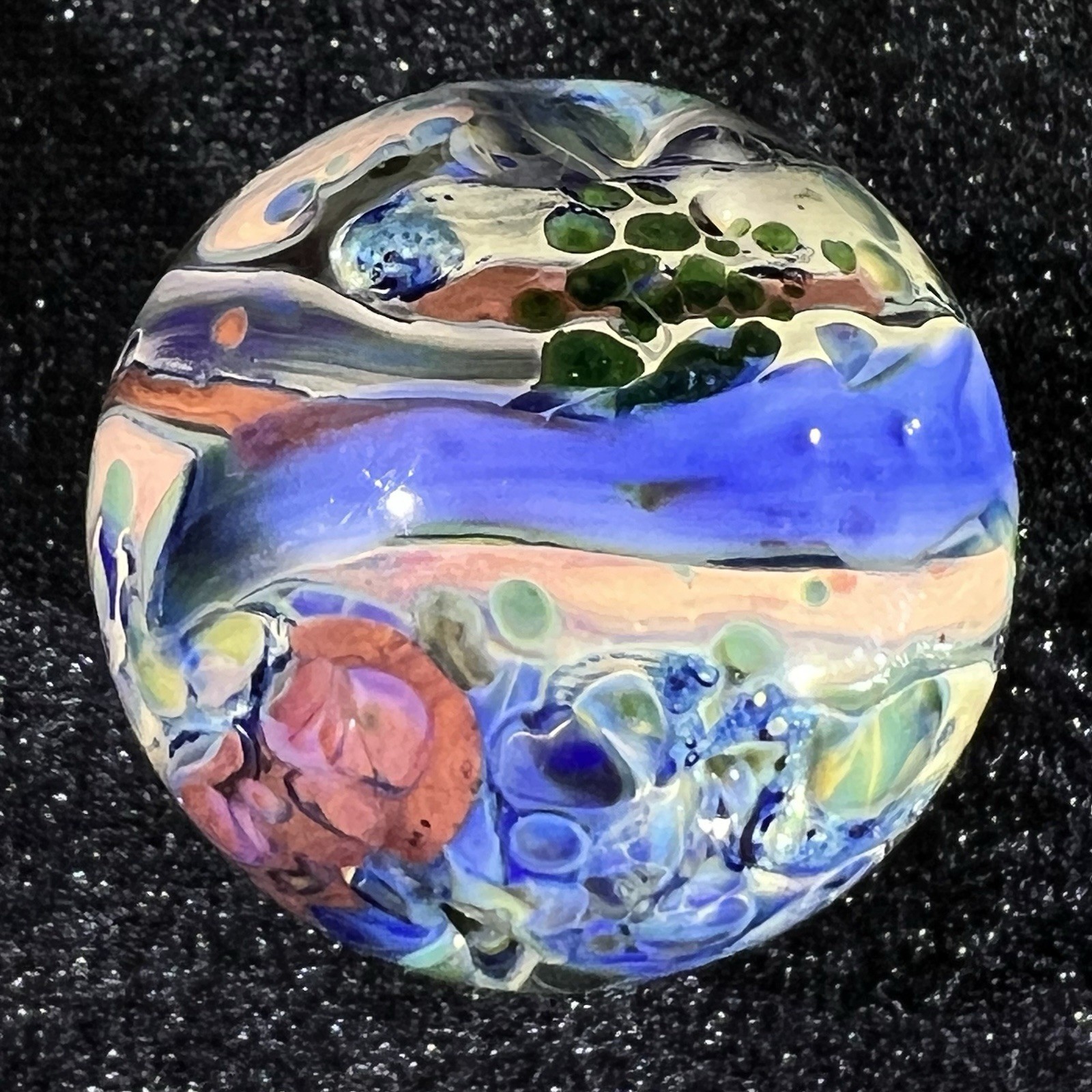 1 1/4”+ Mad Man Marbles Lush Asteroid ☄️ Hit Planet Signed MMM 7/25