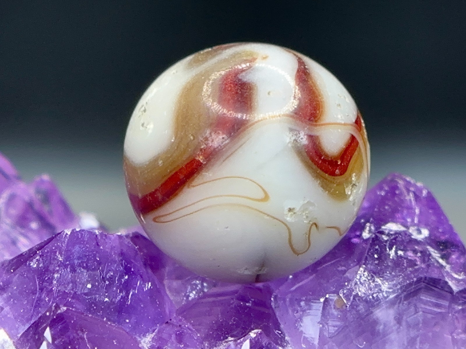 Vintage CAC Christensen or Alley Agate DRIZZLE Swirl Marble – .67″ Good w/Wear!