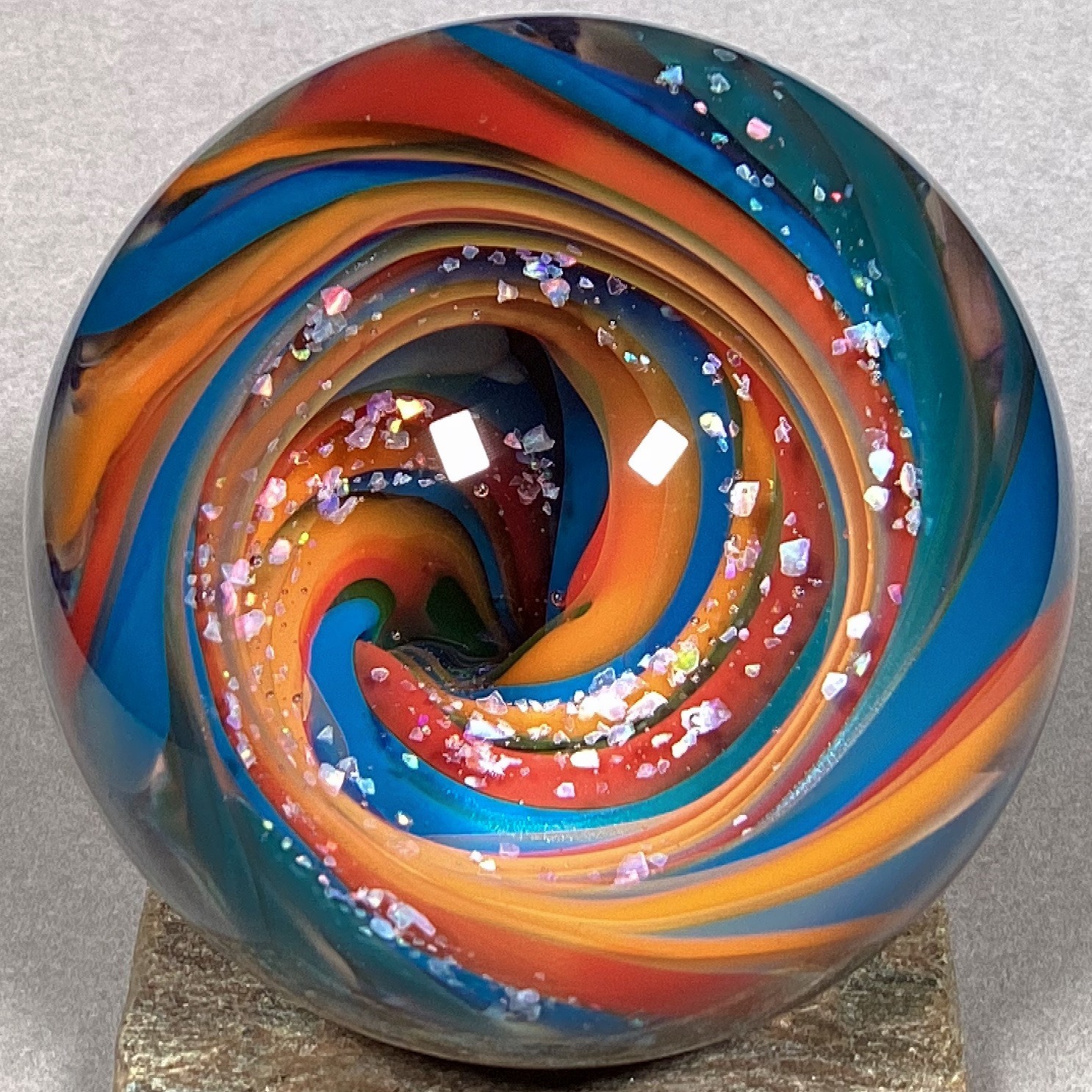 Vortex Marble Handmade by Bill Grout 2.17″ Dormant Spring 020826 Boro Glass