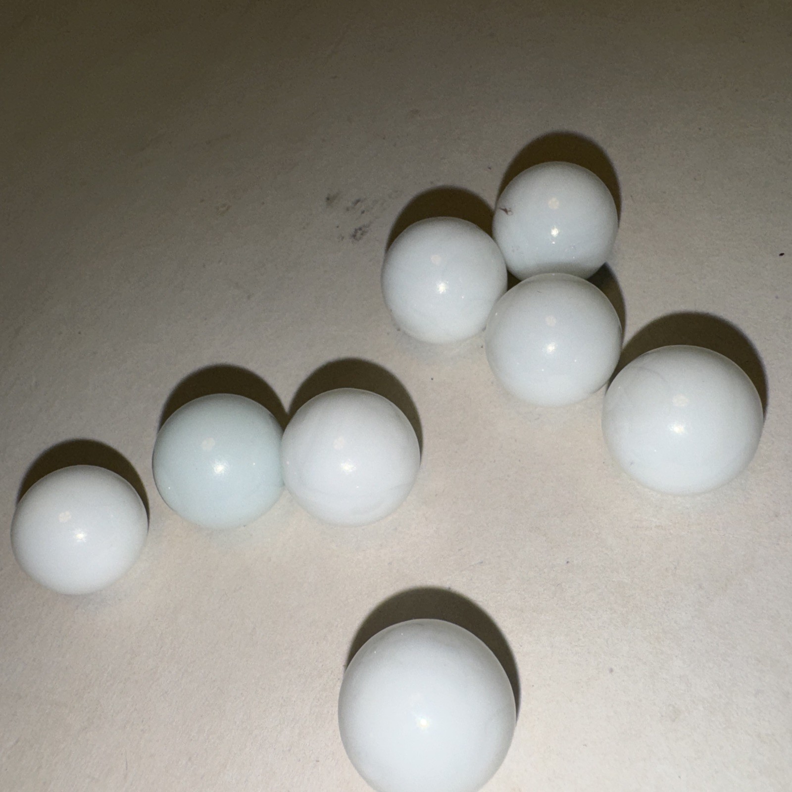 Lot Of 8 Vintage Pure White Marbles 1/2 in