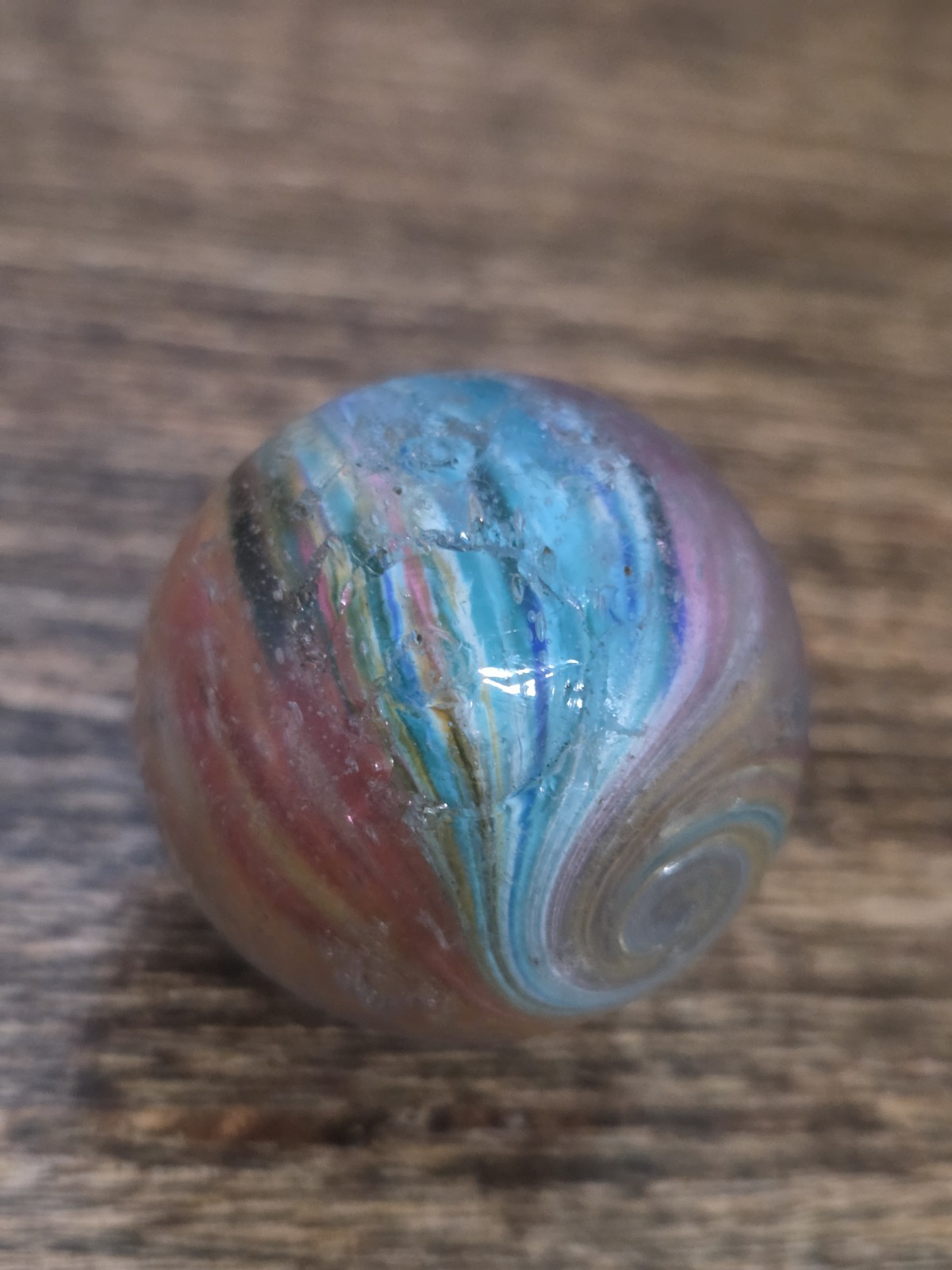 1.11″ Antique Vintage German Handmade Multi Colored Onionskin Marble