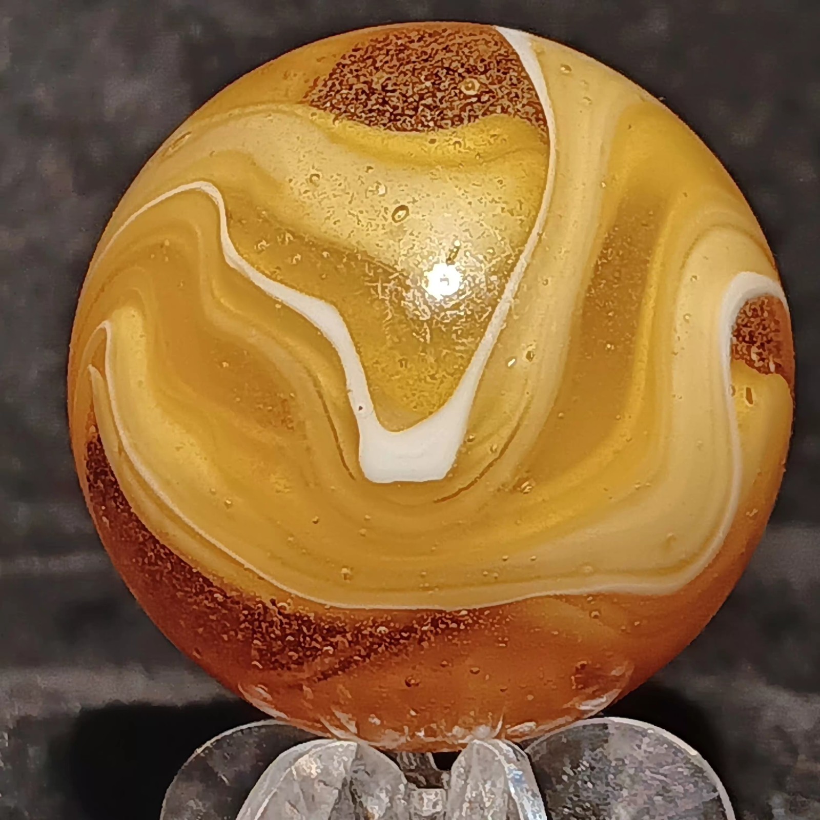 Xtra Large M.F. Christensen Slag Marble. 1.21″ Wet Mint. Htf Transitional. Wow