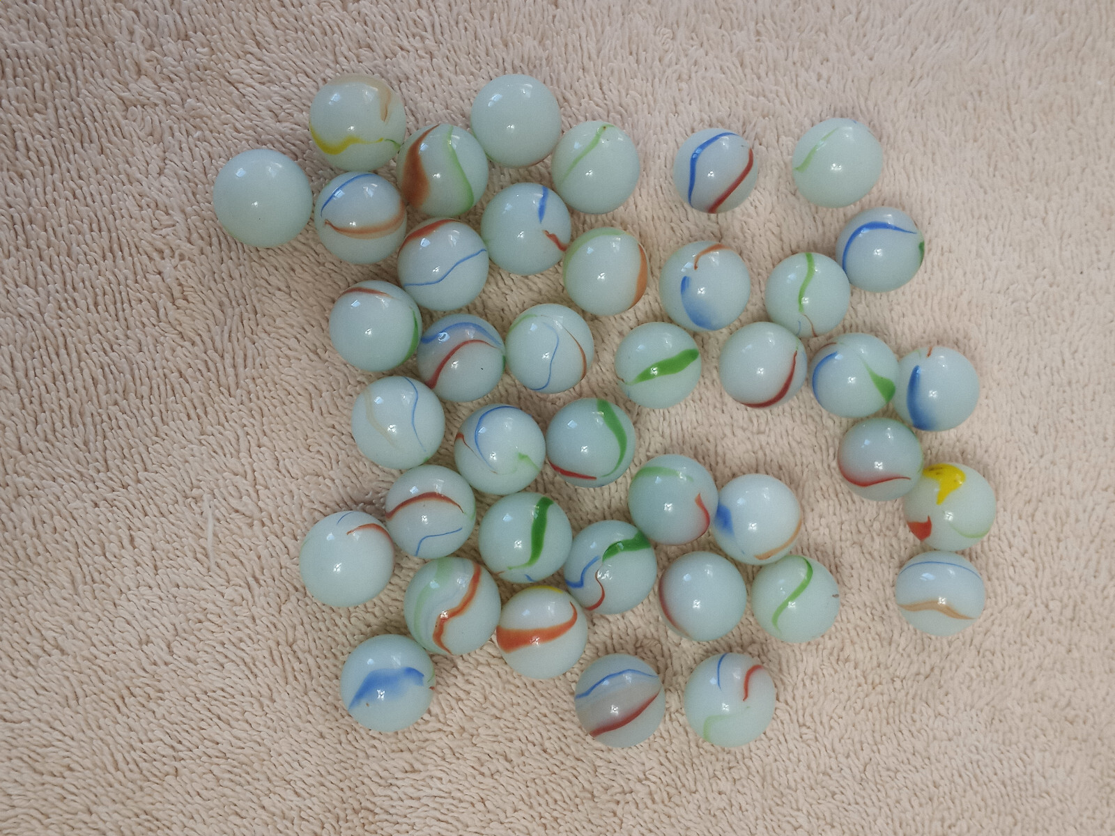 40 Rare Antique Milk Glass Striped Marbles