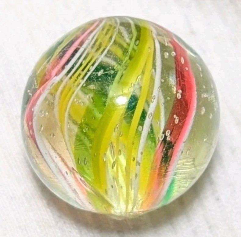13/16″ Bi-Coloured Quad Divided Latticino Ribbon Core German Handmade Marbles MM