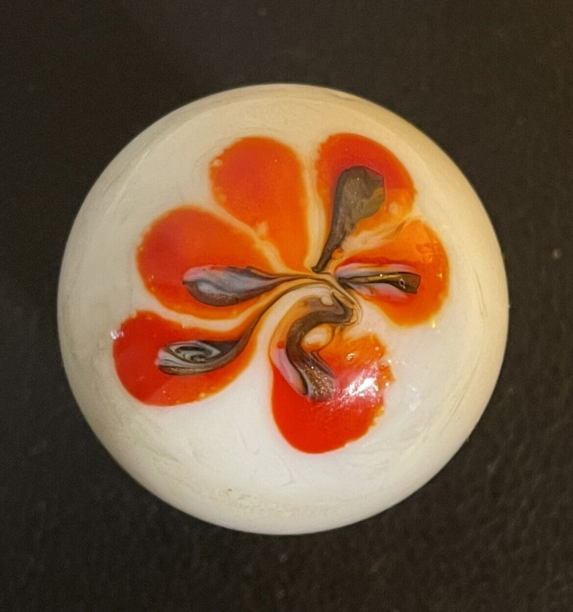 Handmade Gold Lutz Flower Swirl Marble Toe Breaker Massive Huge Nearly 2 Inches