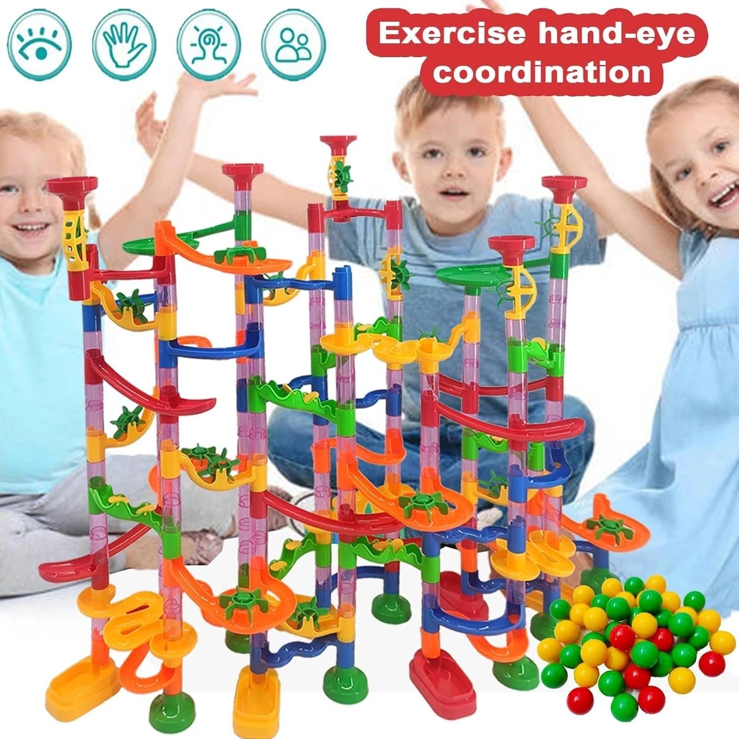 Marble Toy Building Set – 232 PCS STEM Fun with 45 Colorful Marbles