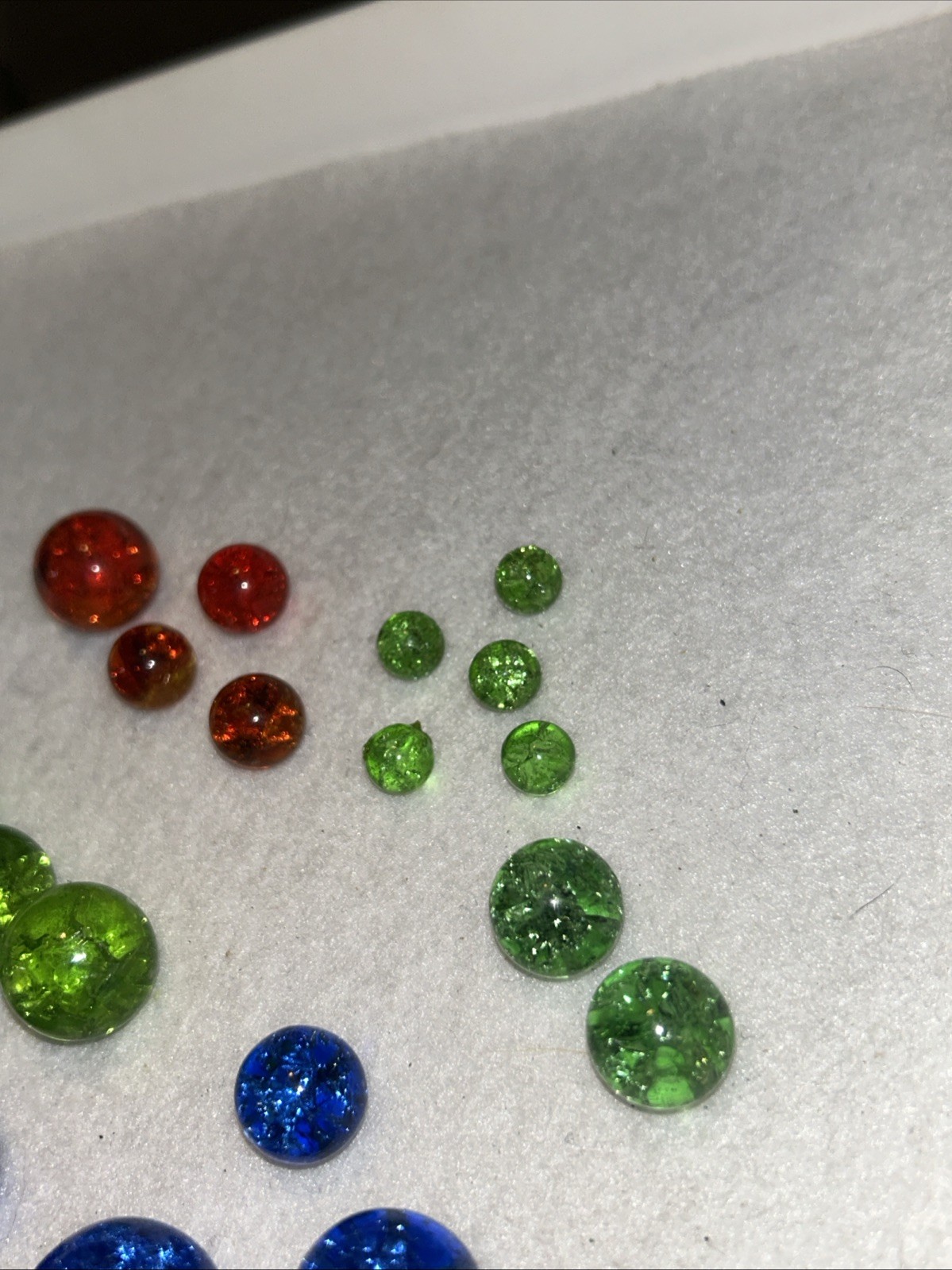 Vintage Vitro Crackle Glass Marbles Lot Various Sizes & Colors 21 Pcs.