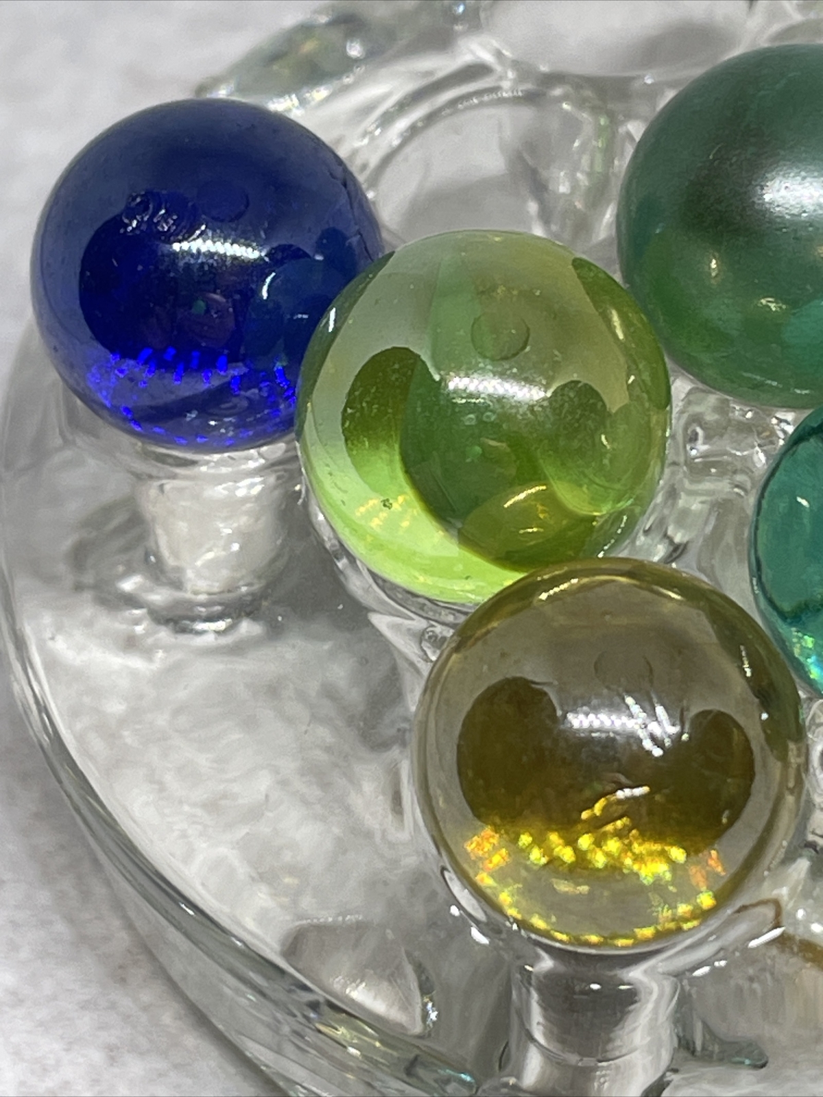 Marble Lot of 7 Vintage Glass Marbles Clear Glass Colors