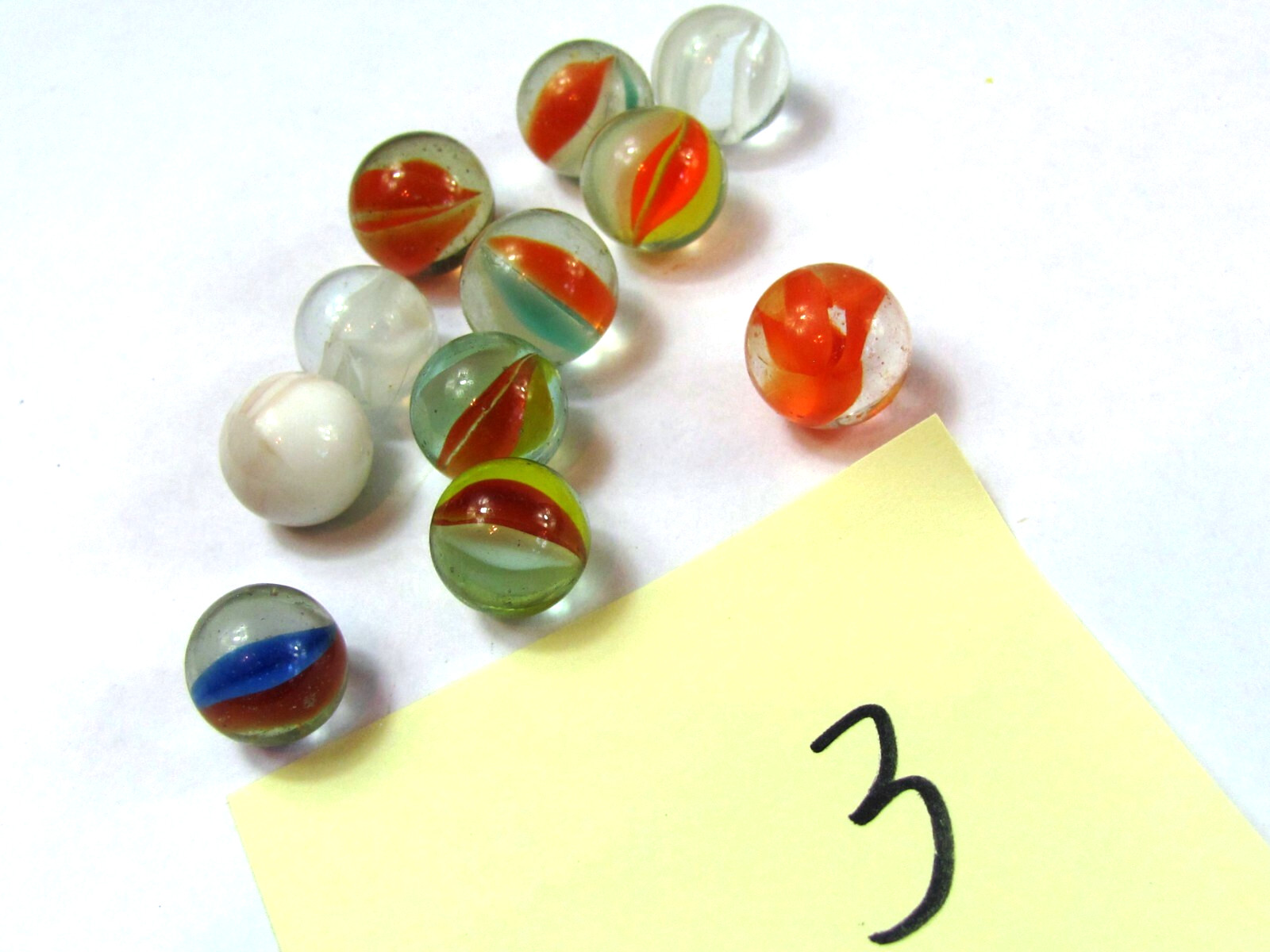 Lot of 11 Vintage Marbles 5/8″ multi color double 4 Swirl Glass B131
