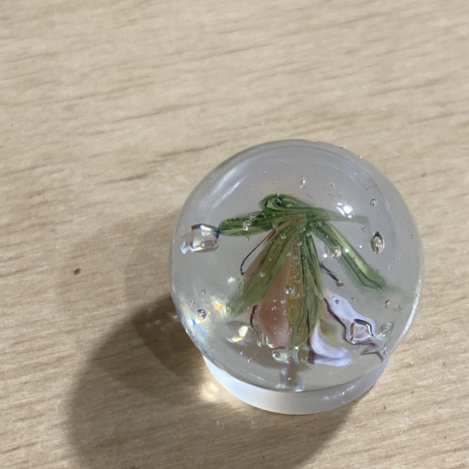 Pink Tiny Full Bloom Floral Murrini Handmade Glass Marble