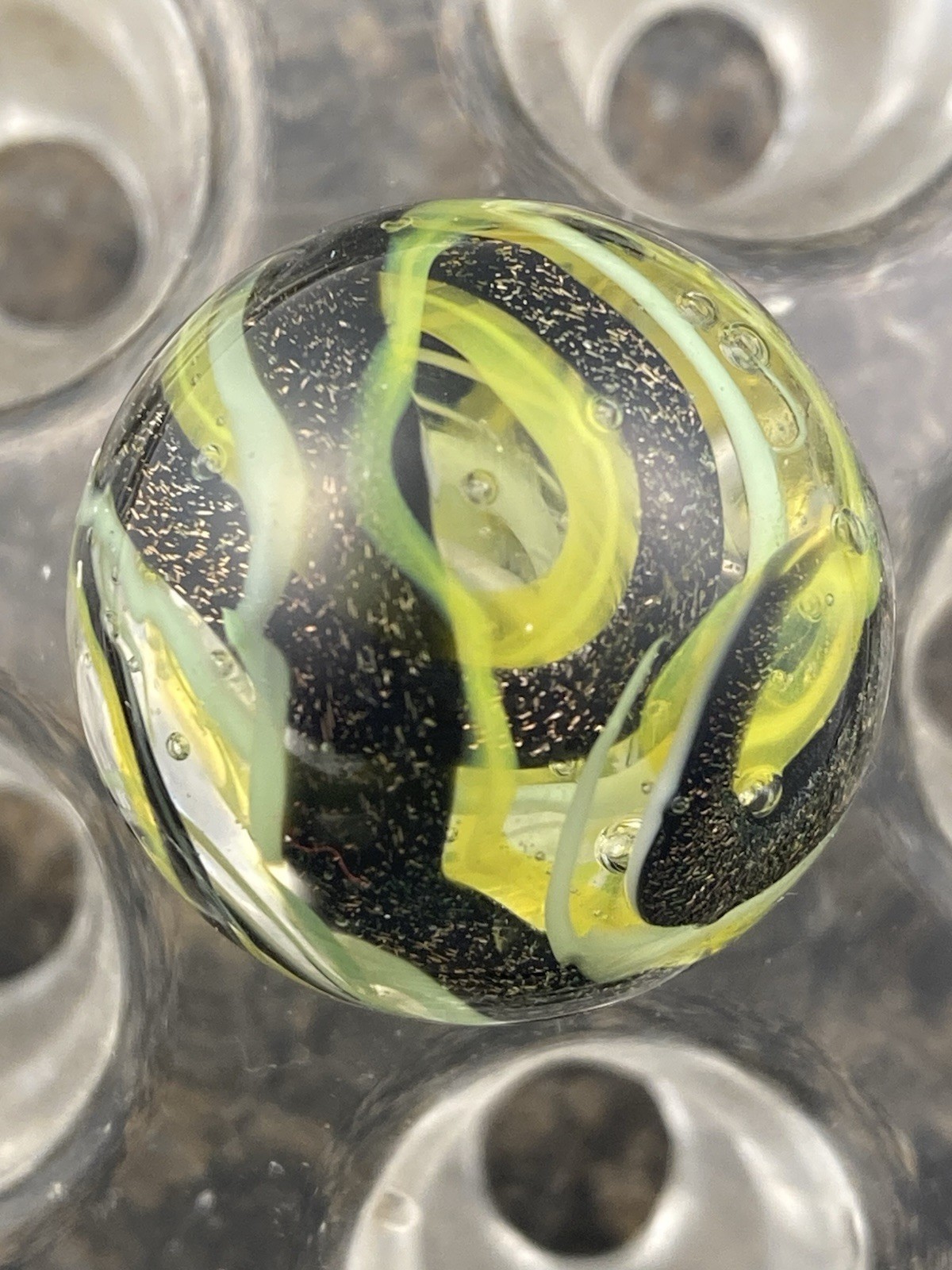 Contemporary Marbles .86” Sweet Dichroic Swirl Cool Colors M109
