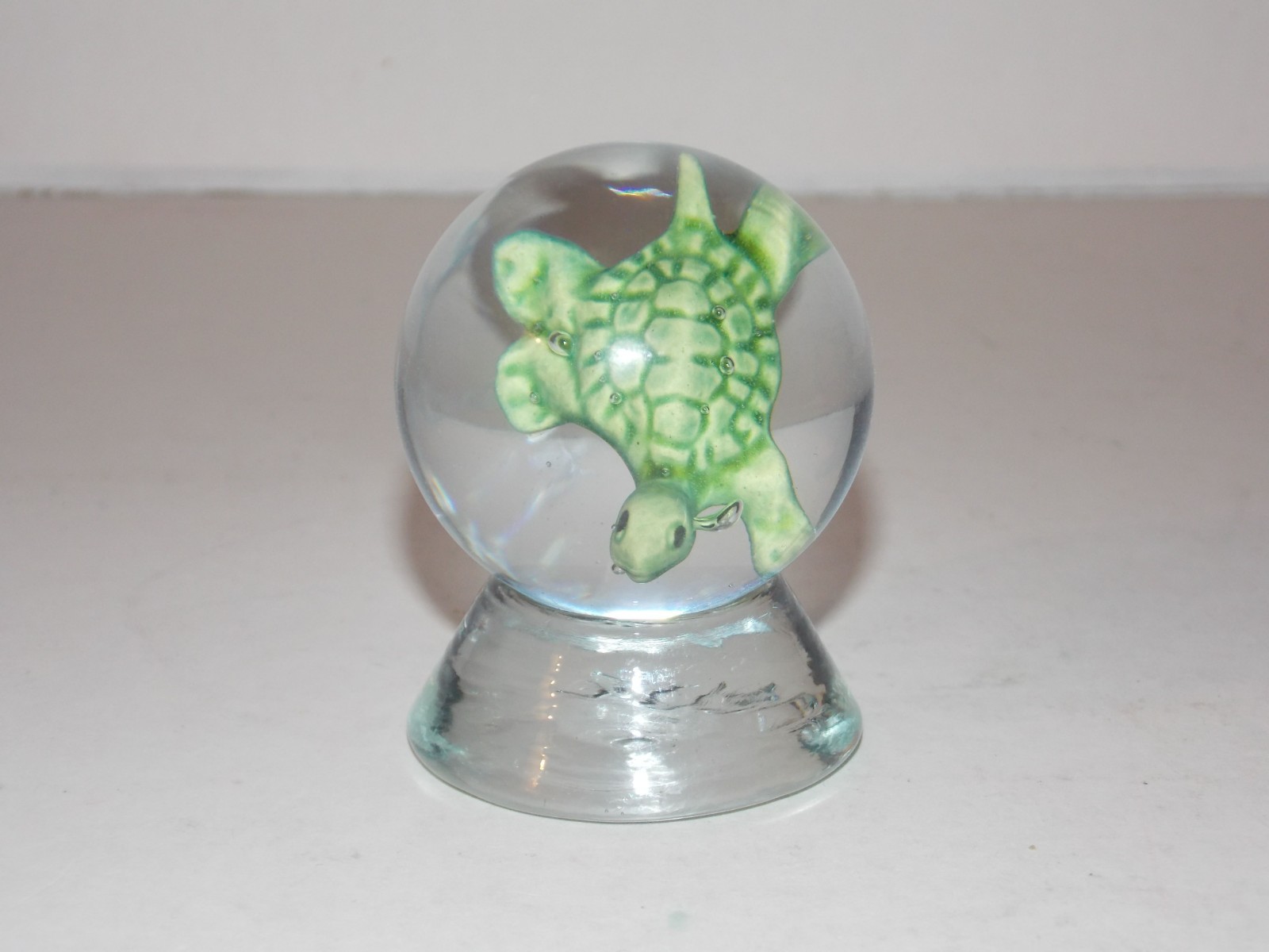 Handmade Sammy Sam Hogue 43mm Sulphide Green Turtle Glass Marble Signed 2007