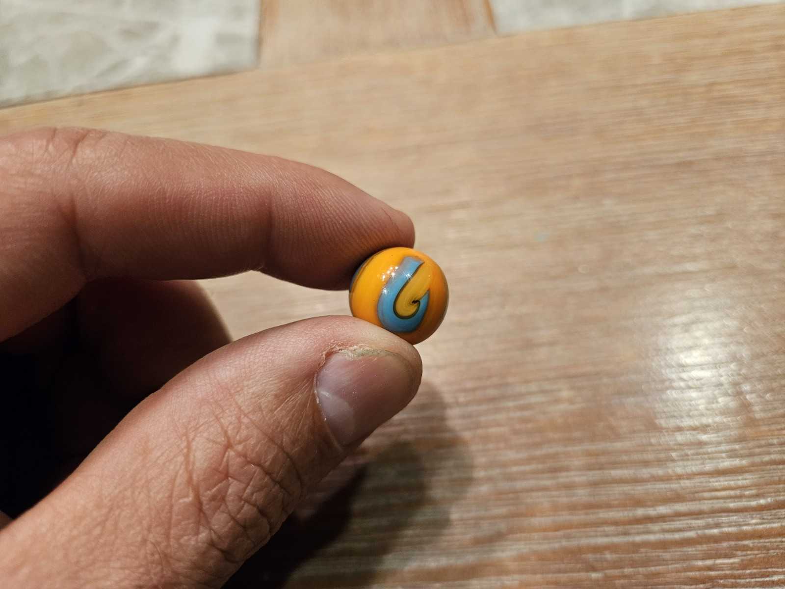 Unique Maui Fish Hook Swirl Orange and Blue Marble