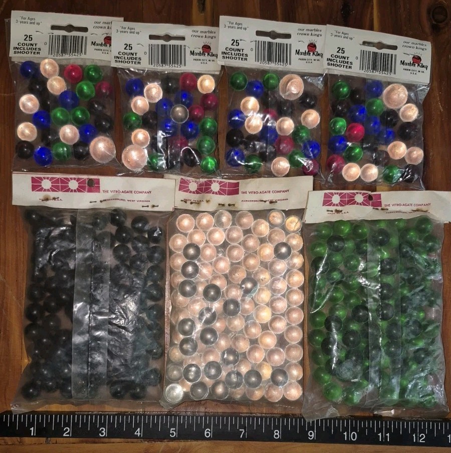 Gladding Vitro Marble King Marbles Bags Lot Of (7) Vintage