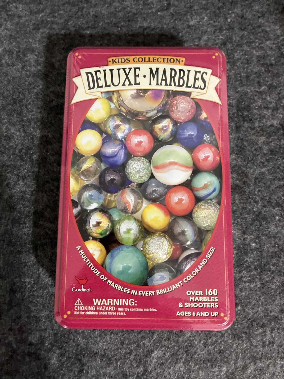 NEW Cardinal Deluxe Brilliant Colored Marbles and Shooters in Tin – NIB Sealed