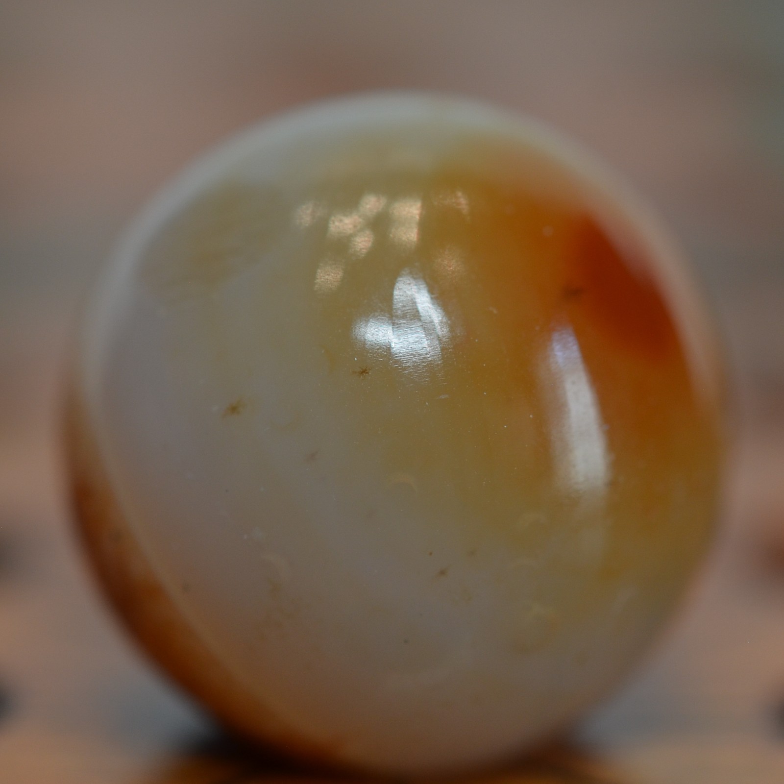 Handmade Bullseye Faceted Agate Marble, 0.83 in, NM+, Germany, 1860-1920, S1565