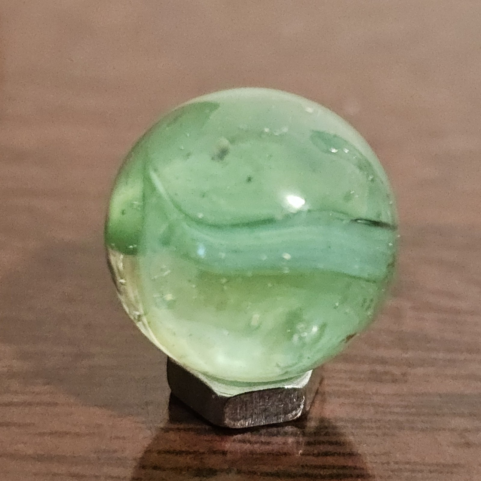 Vintage CE Bogard Mint Green Floppy 4-Lobe Cats Eye .625″ Glass Marble