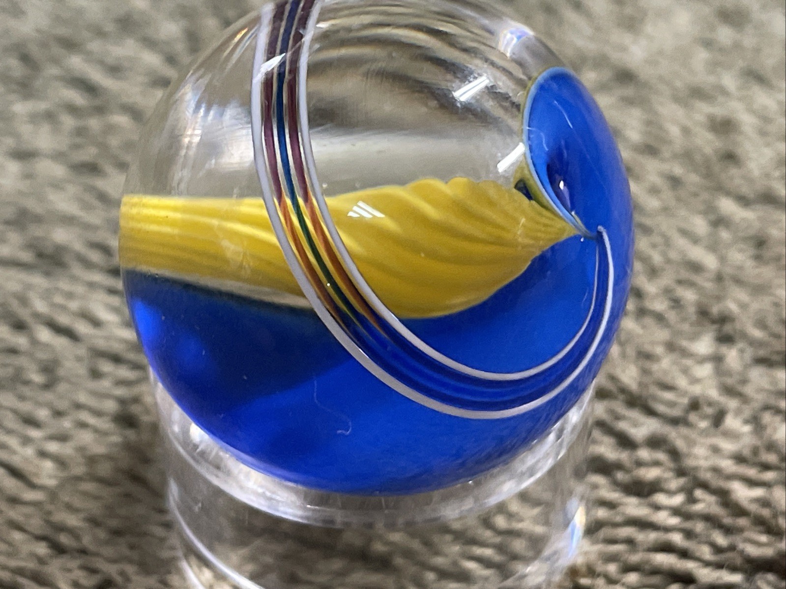 Handmade Contemporary Glass Art Marble 1.1” Spiral Dichroic Swirl