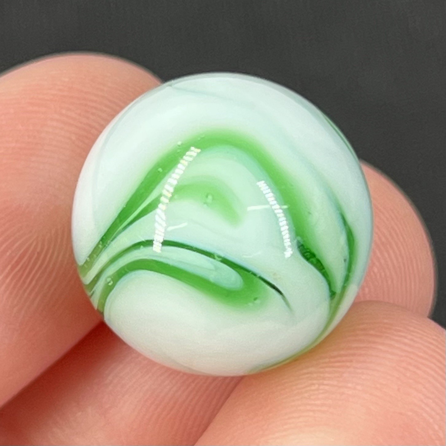 VTG Glass Marble Christensen Akro Peltier Vitro .6” Vibrant Green Swirl
