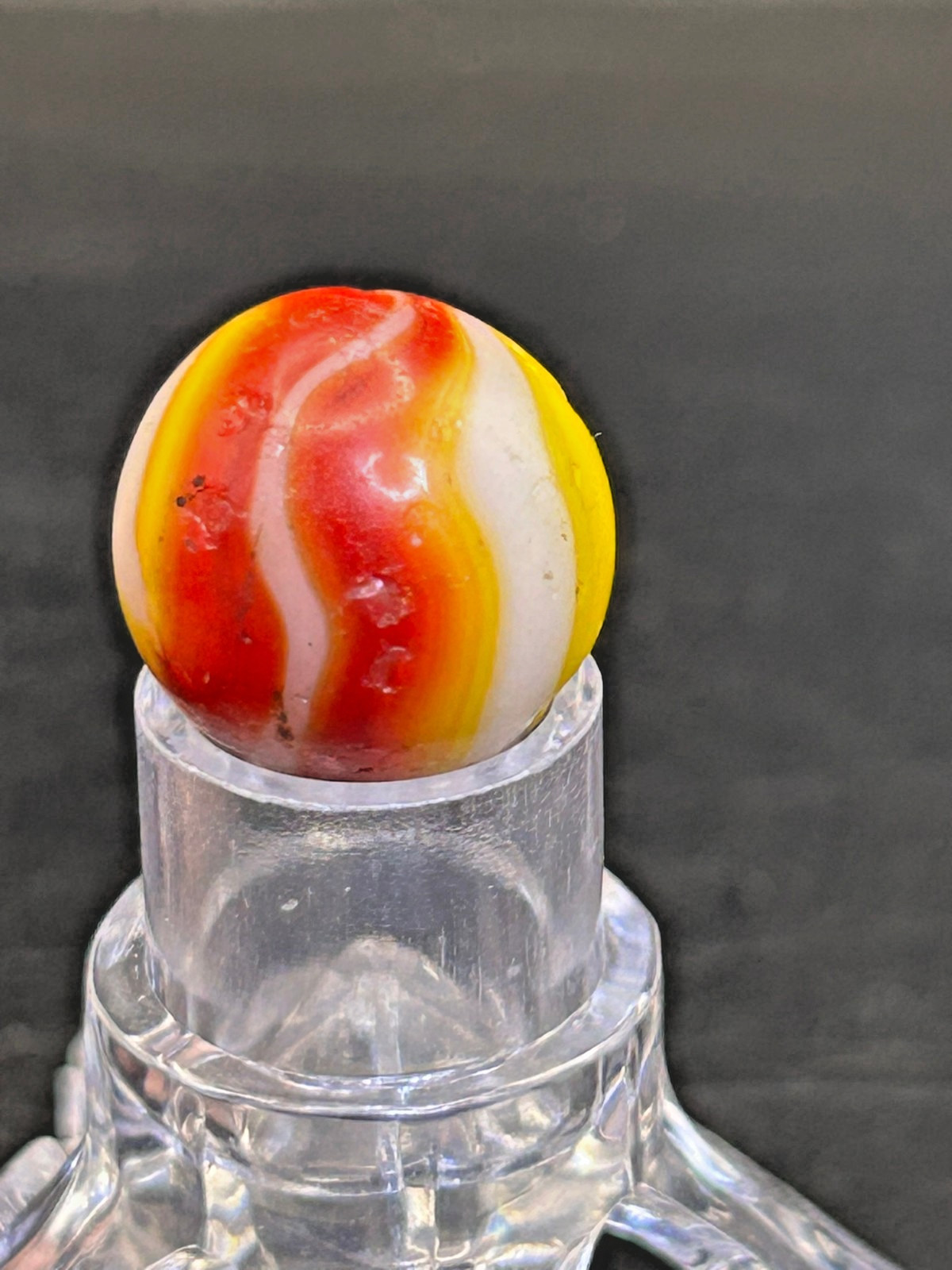 Vintage Peltier NLR Ketchup & Mustard Marble, Red/Yellow/White, .62″, NM-, #P27
