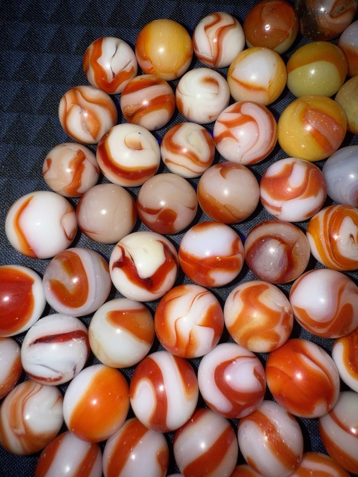 Huge VTG. Akro Agate, Peltier, Oxblood ?,Rainbow, Ravenswood,Glass Marble Of 64