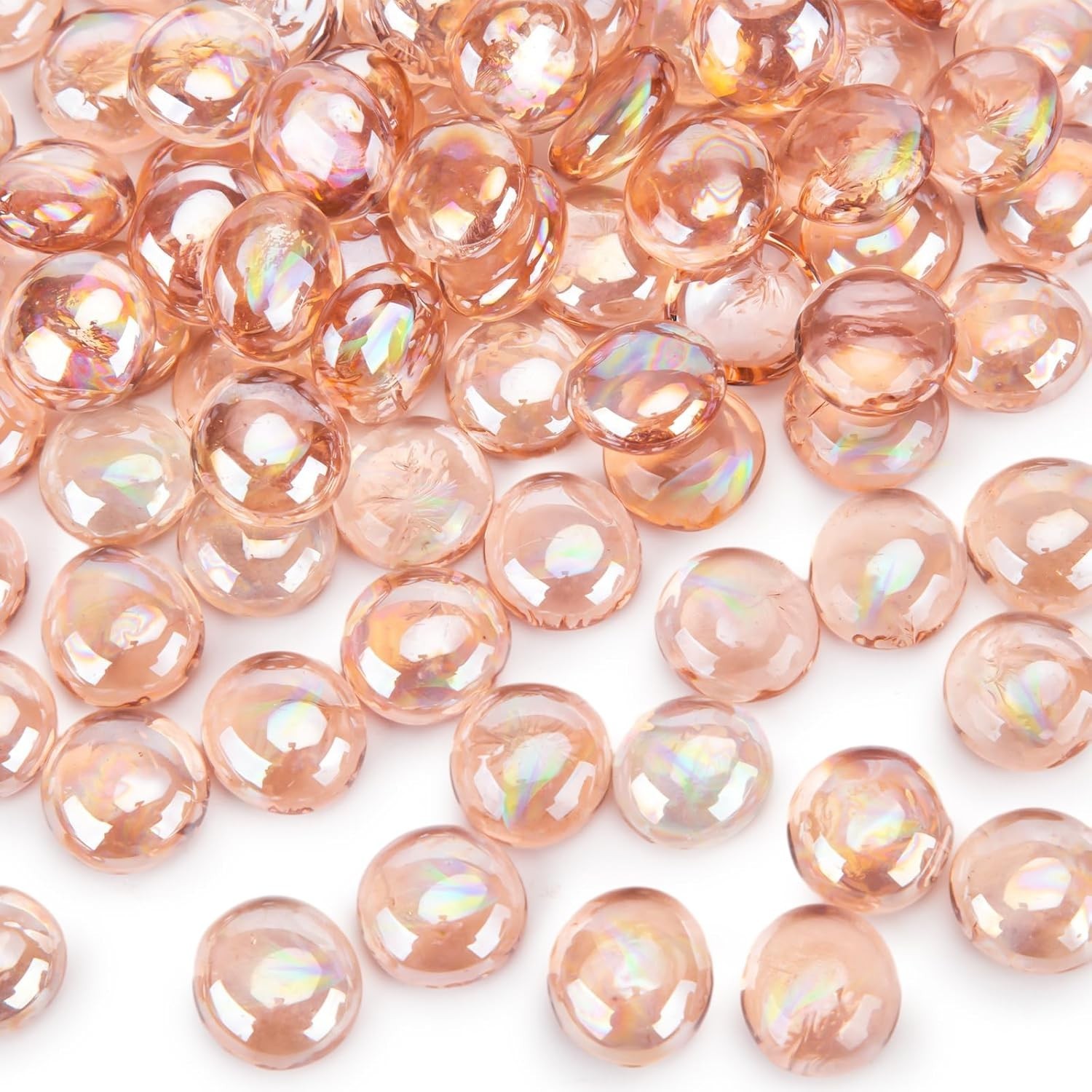 100PCS Light Pink Flat Glass Marbles – Versatile Decorative Pebbles for DIY