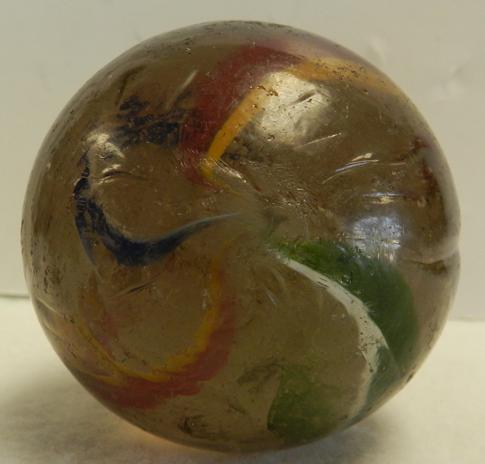 #19453m Huge 2.17 Inches Vintage German Handmade Latticino Swirl Marble