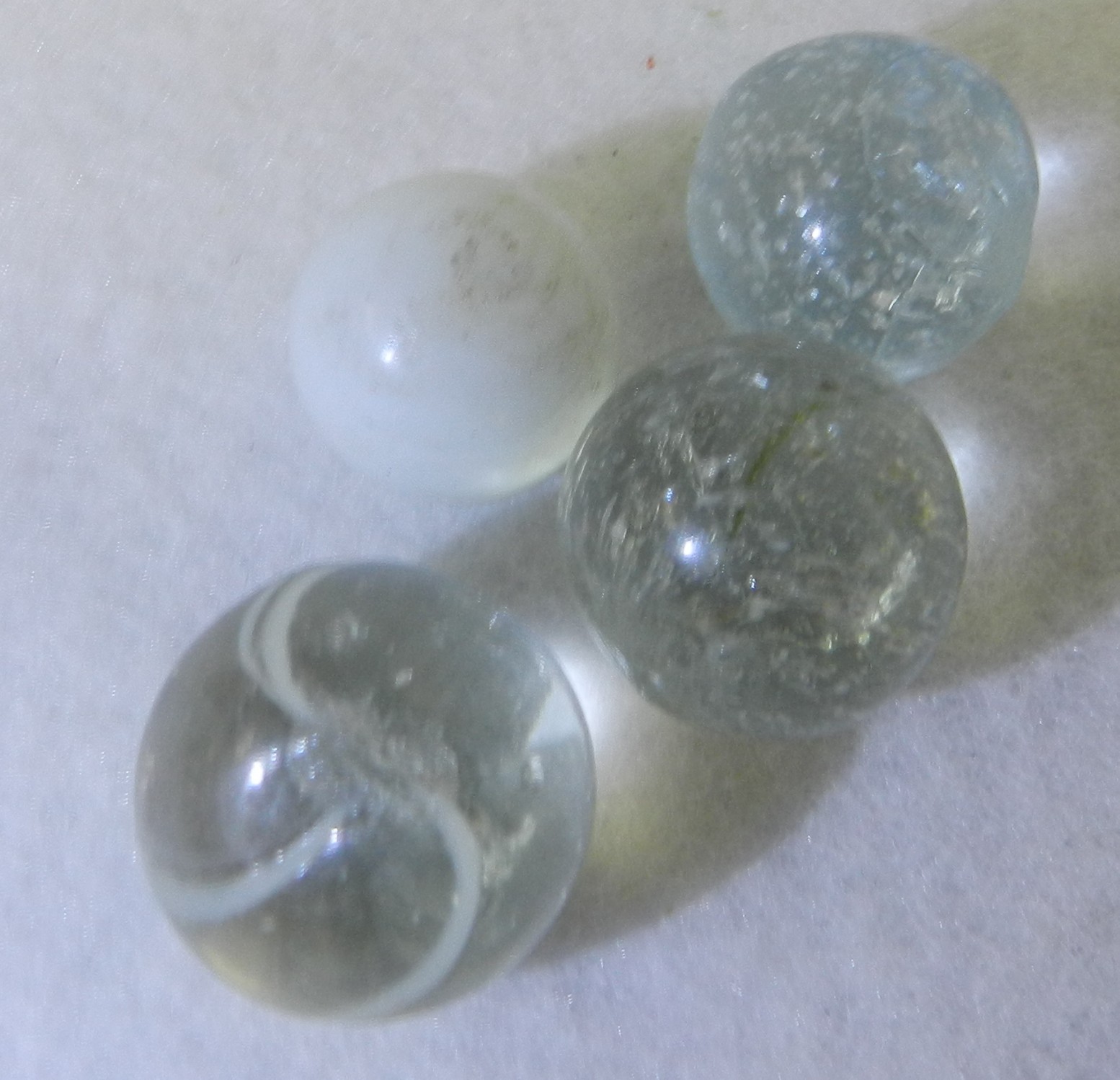 #20496m Vintage Group of 4 German Handmade Marbles .58 to .71 Inches