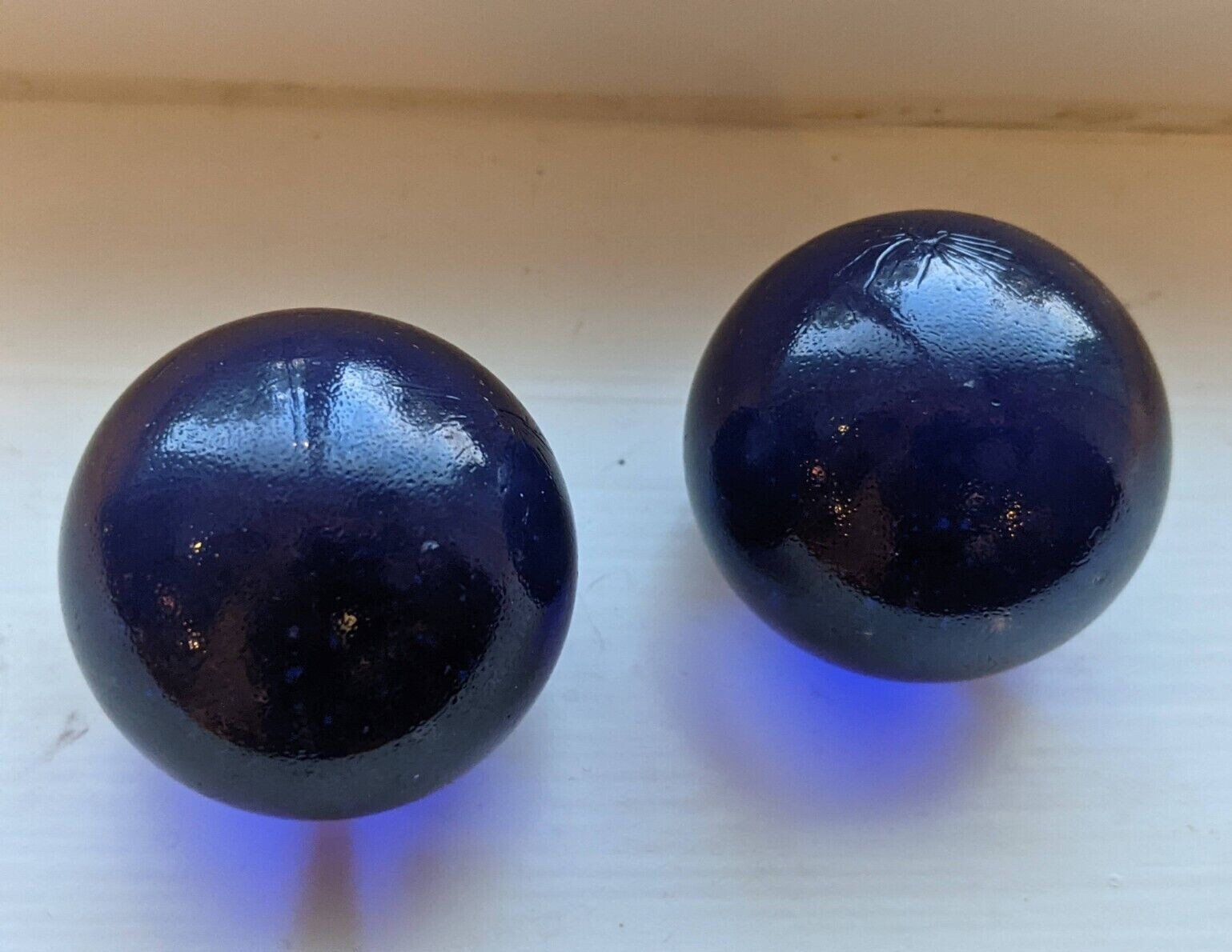 2 Large 10 Medium Blue Purple Iridescent Marbles