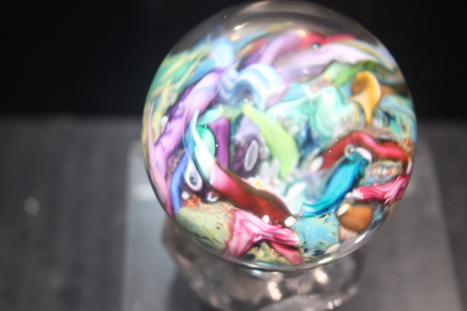 Millefiori “Orbs” by Douglas Sweet marble 1990s 52mm Mint with base
