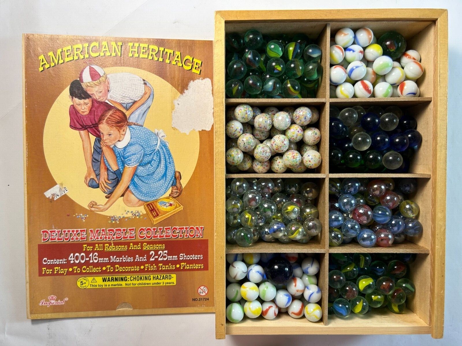 EUC American Heritage 400-16mm 2-25mm Deluxe Marble Collection In Wooden Box