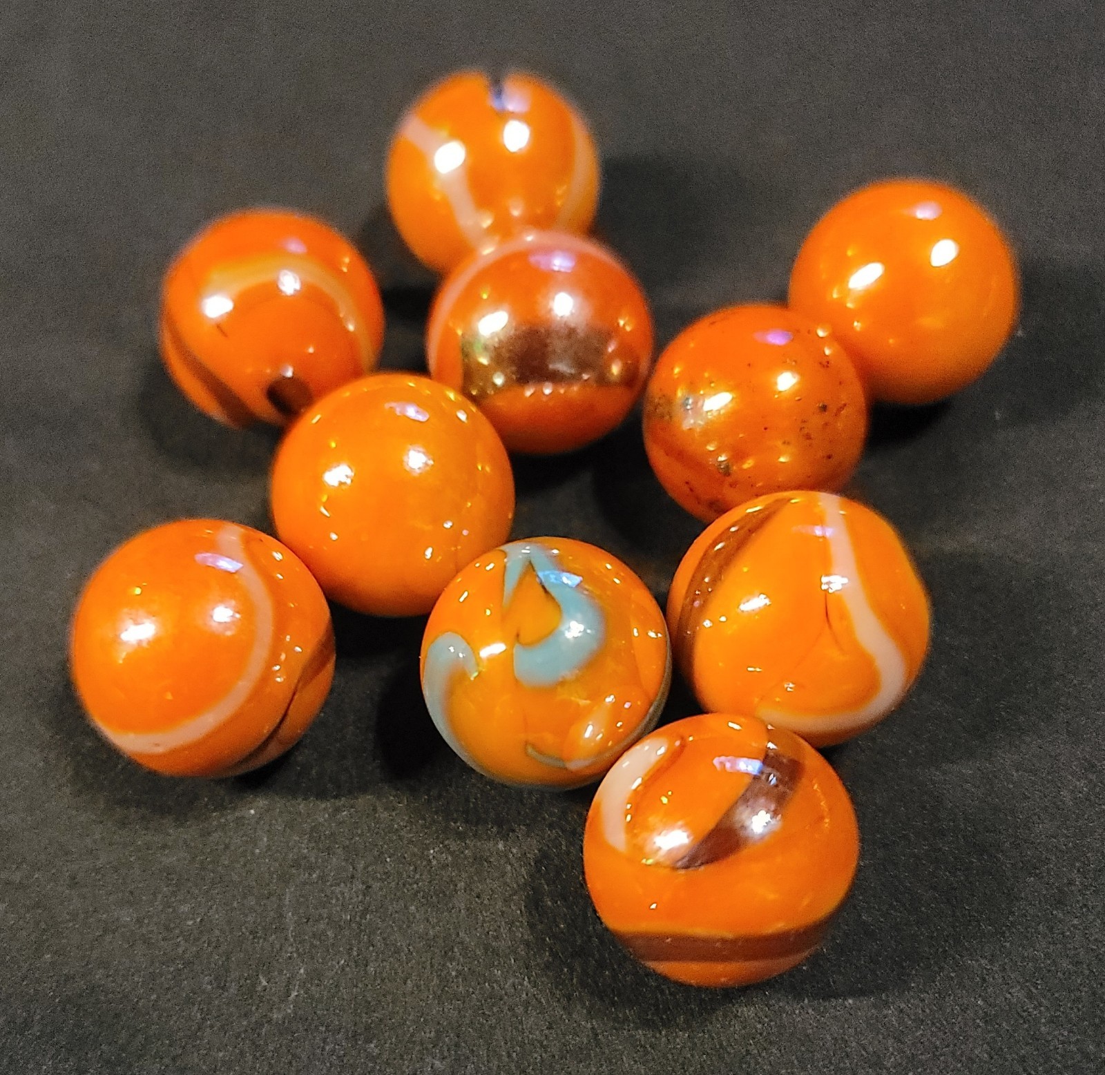 10 Beautiful Stunning Vacor Monarch Butterfly Orange W Black&White Swirl Marbles