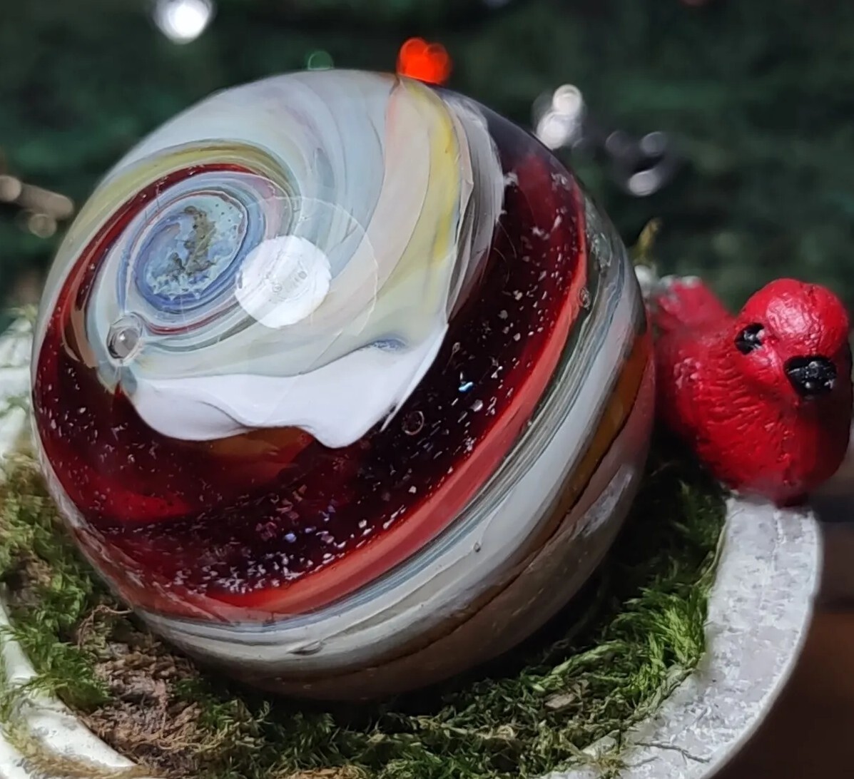 1.31″ LG Multi-Color SPIRAL✨🐚 Swirl Contemporary Studio Art Glass Marbles READ