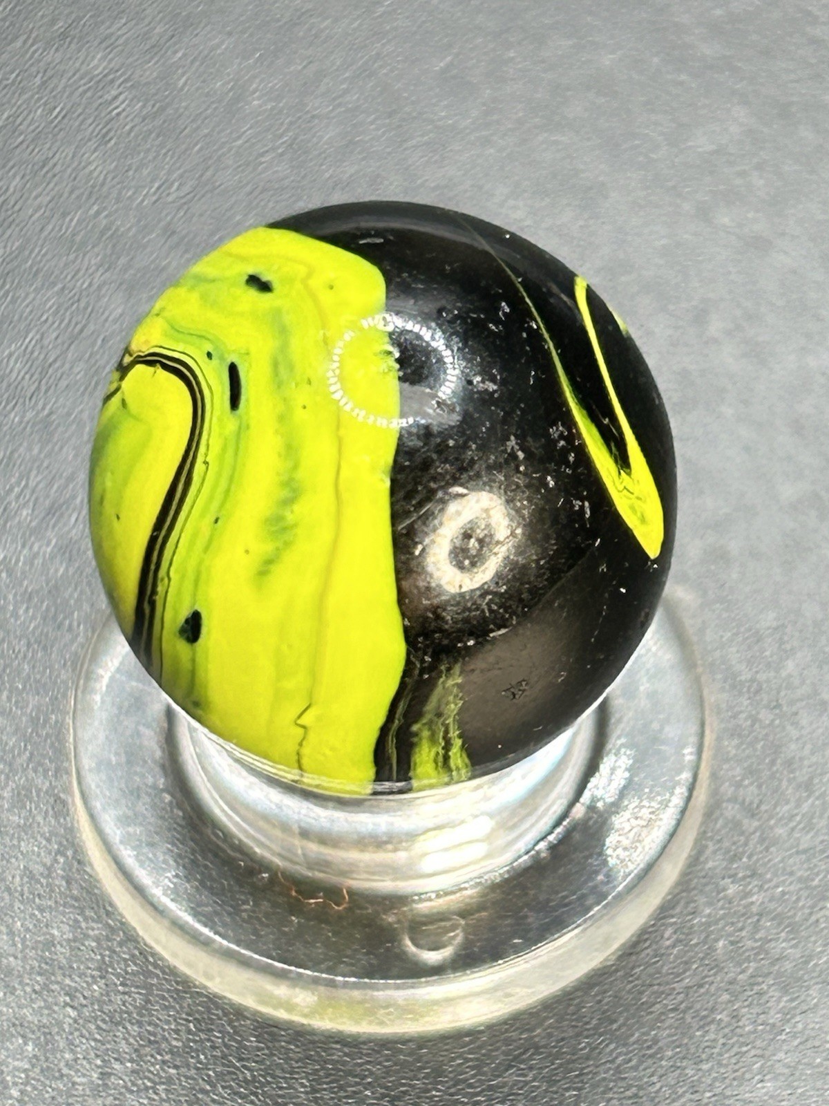Vintage Electric Yellow Christensen Agate Striped Opaque Marble