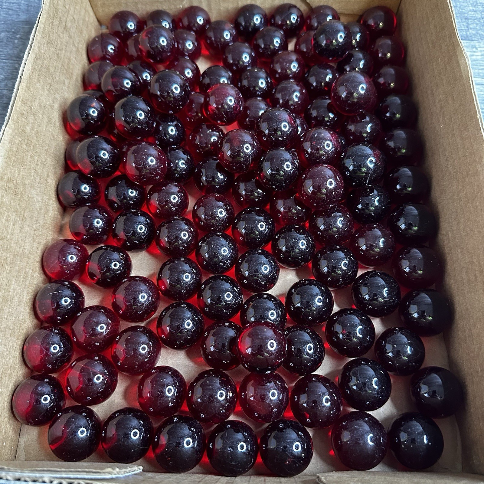 10 Clear Ruby Red Ghostly Cadmium Patch UV Reactive 1″ Larger Shooter Marbles