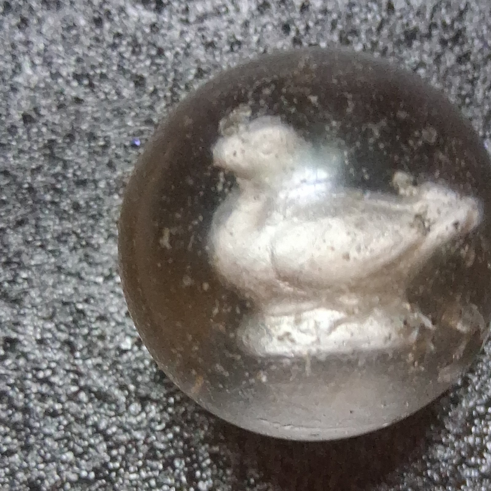 Antique German Sulphide Glass Marble 1.5″+ Mammoth Large Shooter Waterfowl Duck